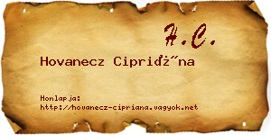 Hovanecz Cipriána névjegykártya